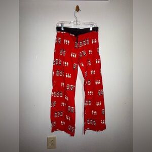 Disney Mickey Mouse Bowling Pajama Pants Size Large Red Sleepwear